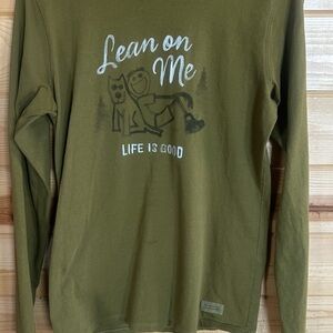 Life is Good Olive Green Long Sleeve Tee
